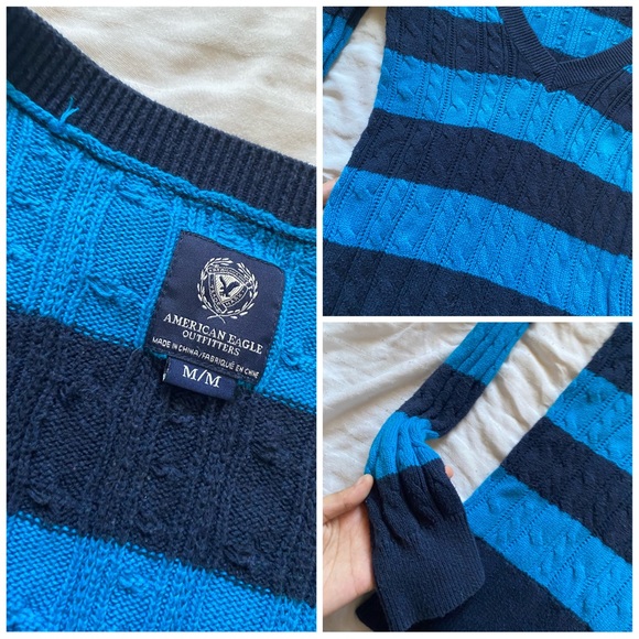 ❤️ SOLD!! ❤️ American Eagle y2k blue striped sweater - Picture 4 of 4